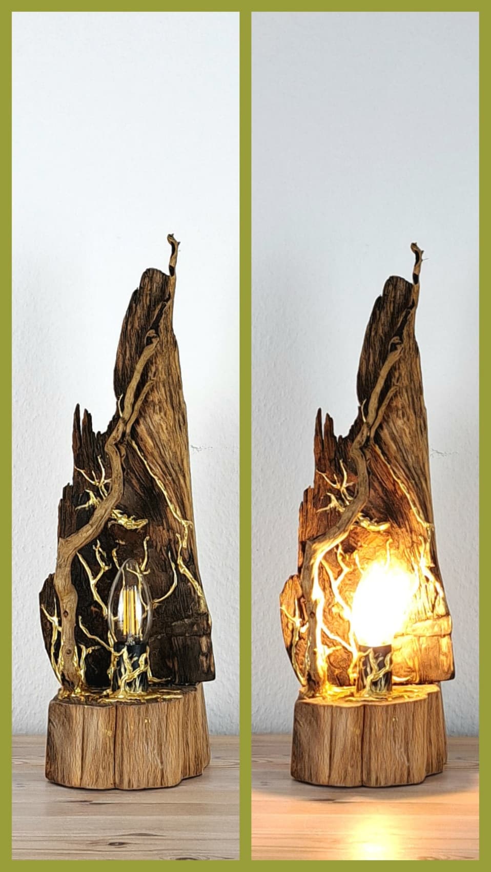 Golden Roots – Designlampe und ReLight Unikat