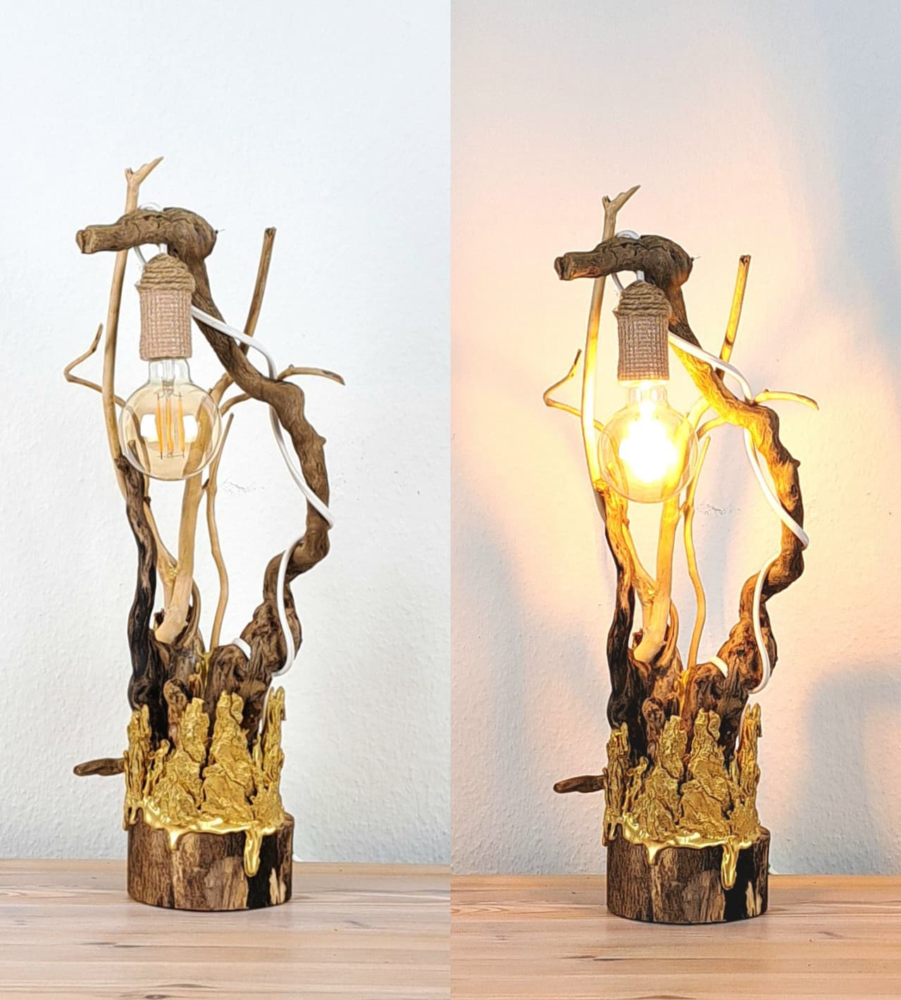 Golden Whirl – Designlampe und ReLight Unikat